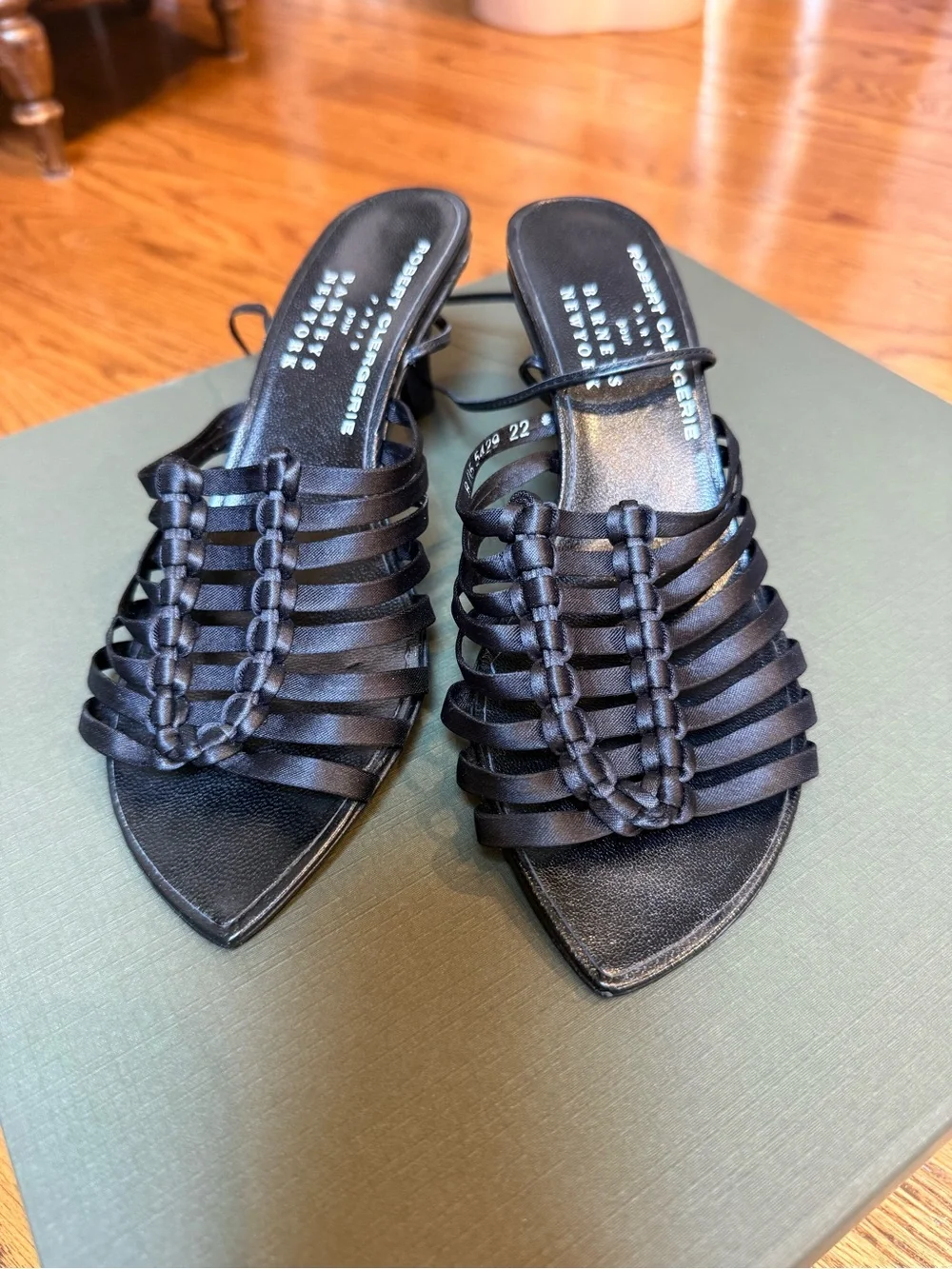Vintage Robert Clergerie Black Strappy Lace-Up Heeled Sandals